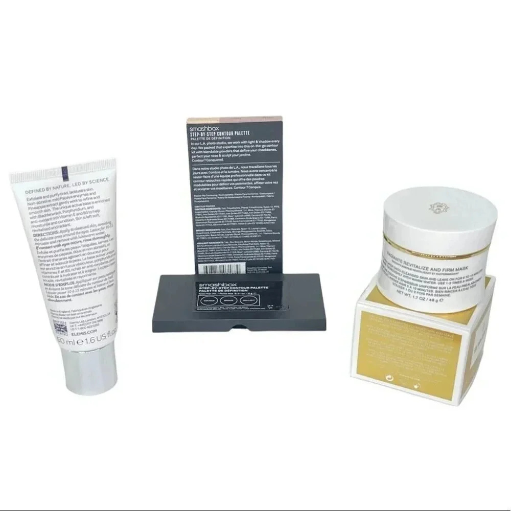 5 Piece Gold Quilted Puffer Tote Womens Skin Care Set - Elemis Smashbox Borghese - Picture 4 of 15